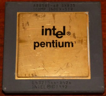 Intel Pentium 60MHz CPU sSpec: SX835 (Goldcap) 1992